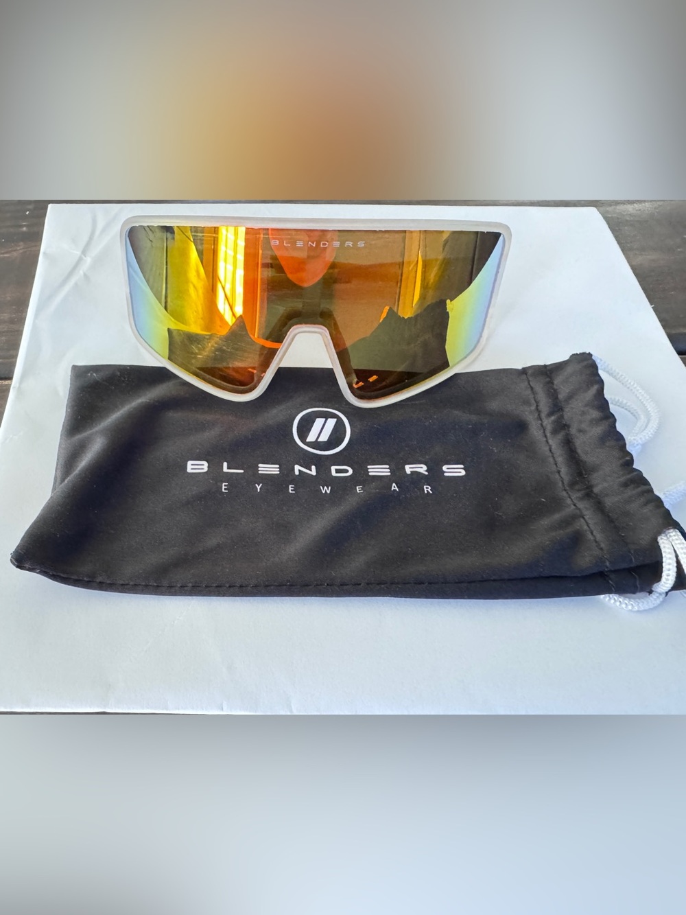 Blenders Eyewear White Frame Sunglasses with Orange Mirror Lens